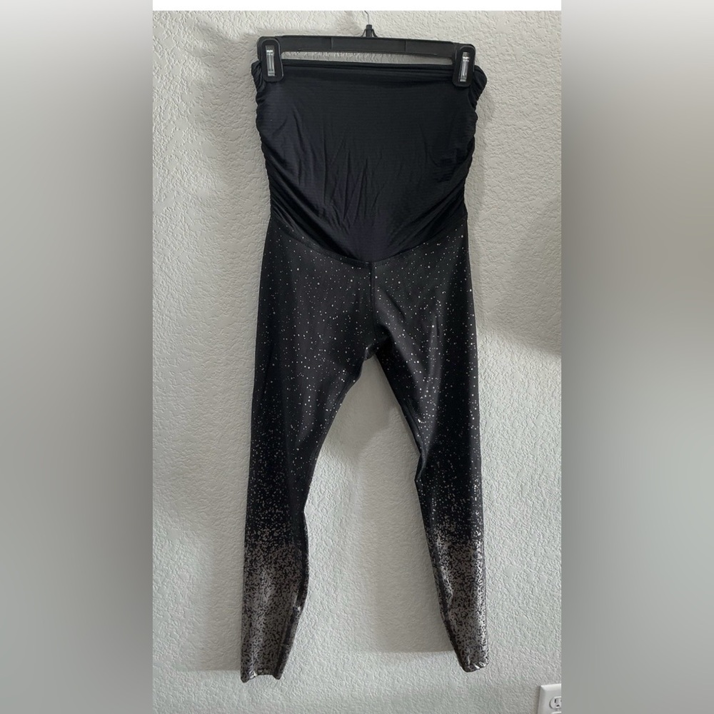 Beyond Yoga Maternity Leggings Alloy Ombre Metallic High Waisted Midi Medium